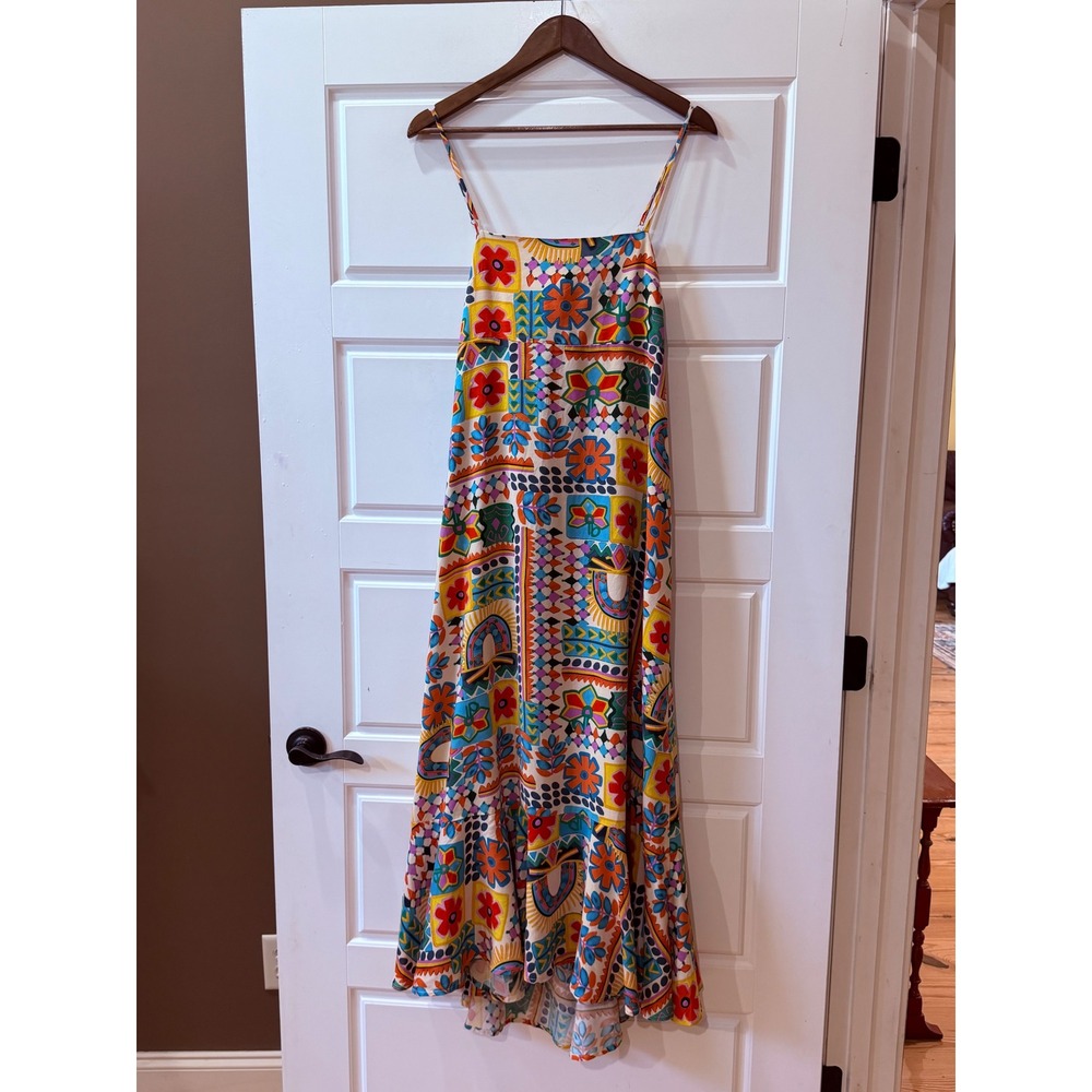 Paper Heart Multicolor Floral Maxi Dress Tie Back Large Boho Festival Vacation